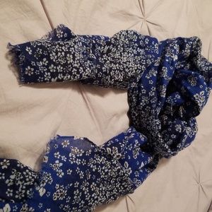Blue scarf with white flowers